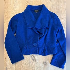 Essentials by ABS Wool Button Front Cardigan Blazer in Royal Blue L